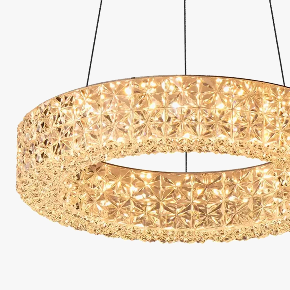 lustre moderne en cristal à deux couches pour décoration