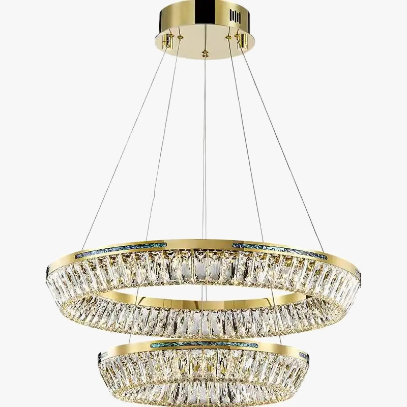 lustre moderne en cristal et cuivre trois couches éclairage intérieur