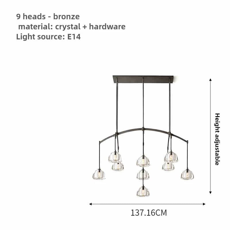 lustre moderne en cristal géométrique pour intérieur luxueux