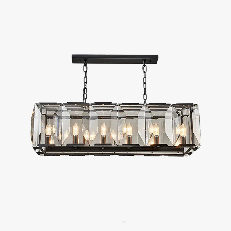 lustre moderne en cristal k9 suspension rectangulaire grande taille