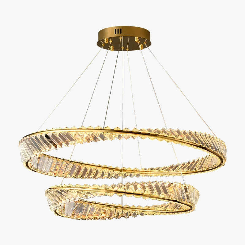 lustre moderne en cristal led avec anneau en acier décoratif