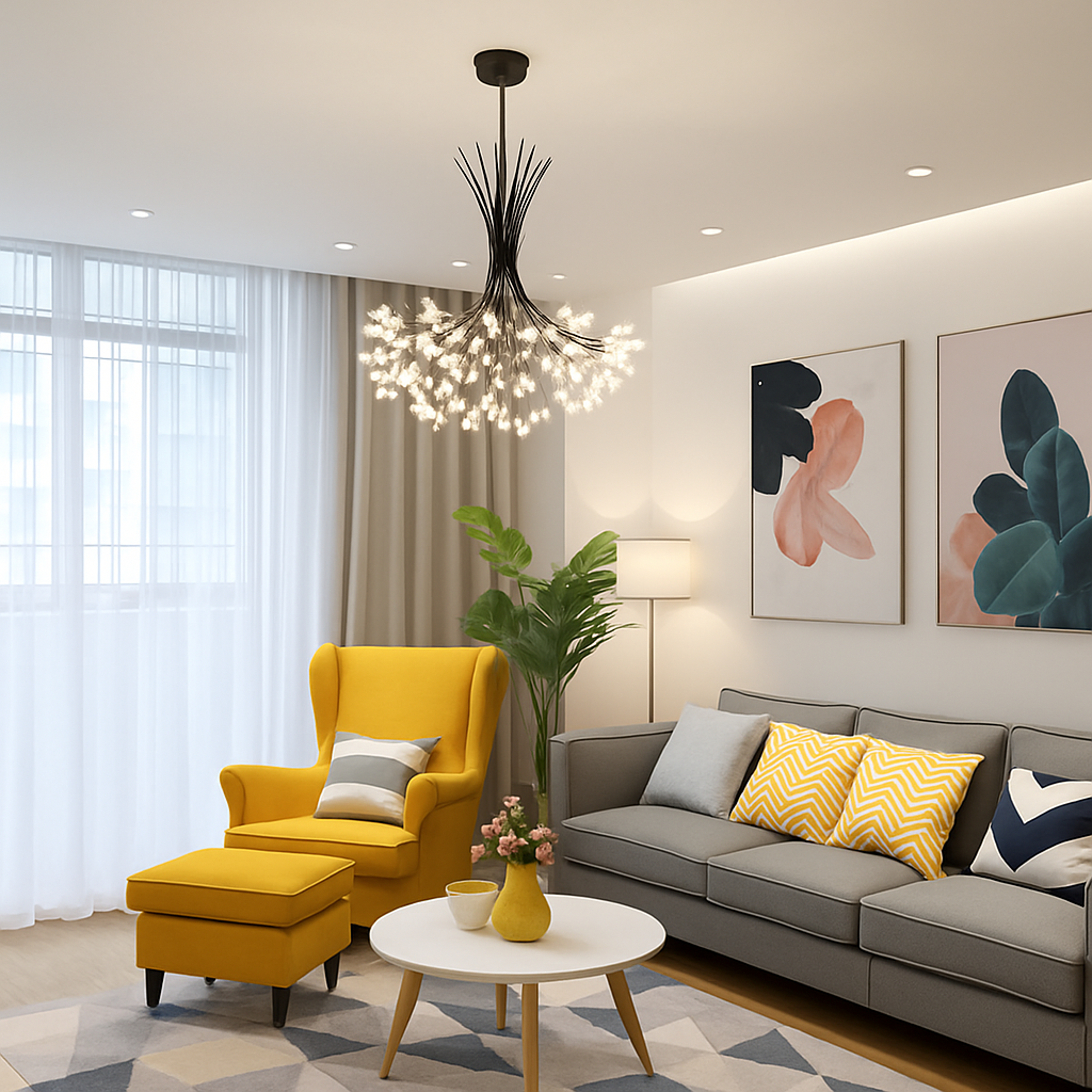 lustre moderne en cristal pissenlit éclairage design intérieur décoratif