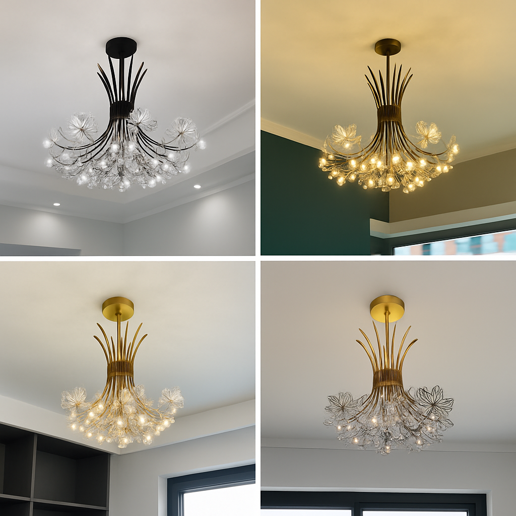 lustre moderne en cristal pissenlit éclairage design intérieur décoratif