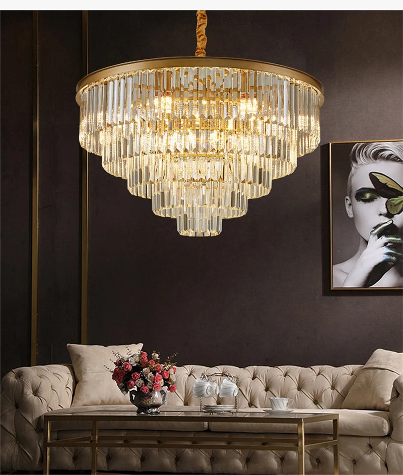 lustre moderne en cristal pour décoration intérieure élégante