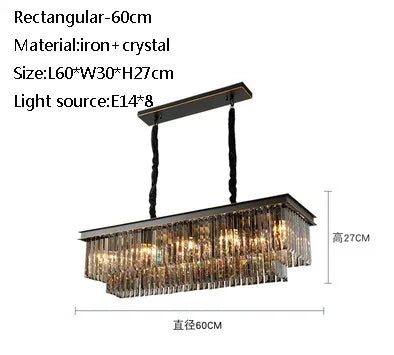 lustre moderne en cristal pour restaurant et bar élégant