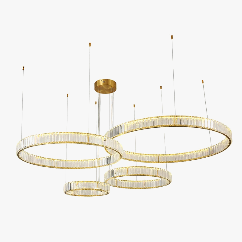 lustre moderne en cristal rond à led avec intensité variable