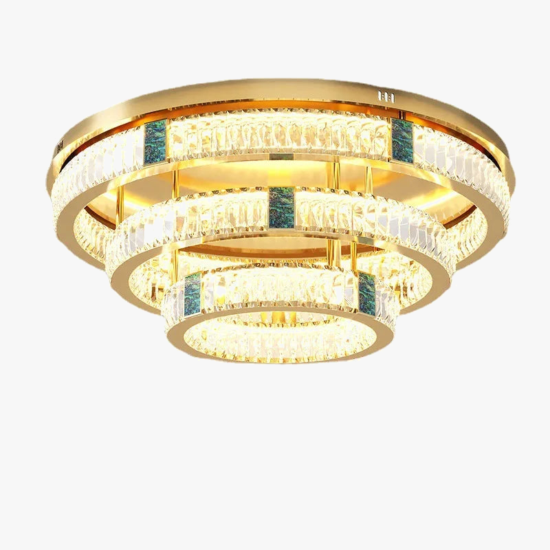 lustre moderne en cristal rond à trois couches led