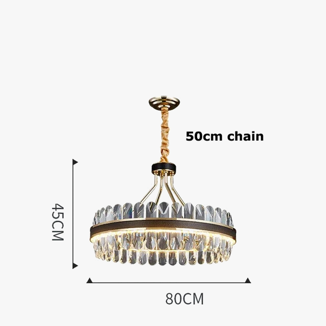 lustre moderne en cristaux éclairage rond à led