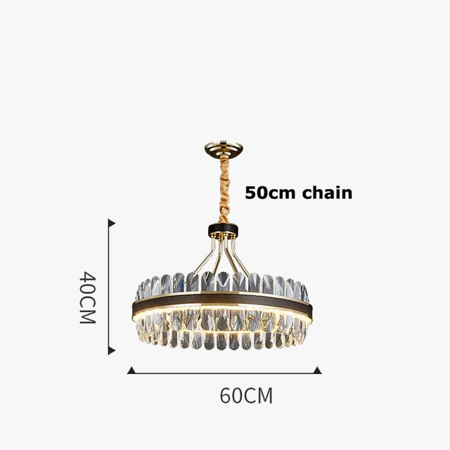 lustre moderne en cristaux éclairage rond à led