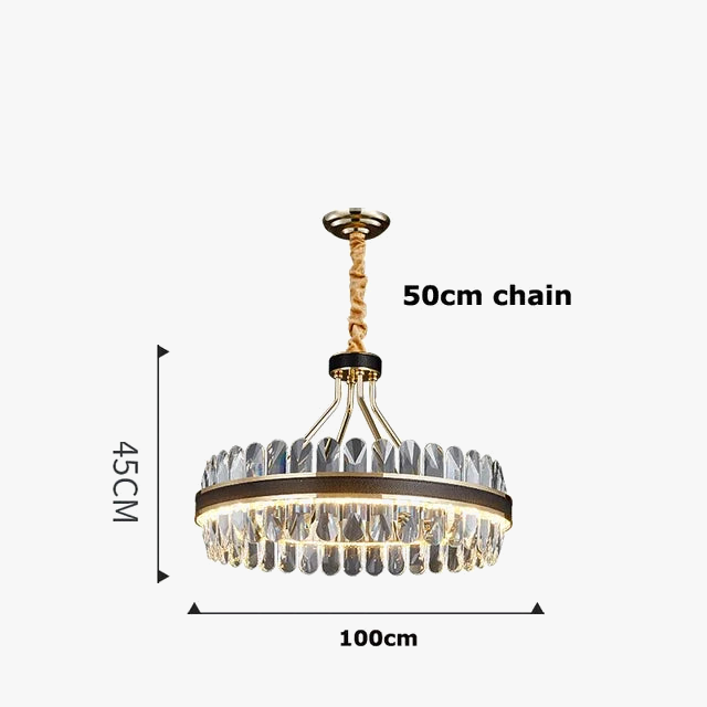 lustre moderne en cristaux éclairage rond à led