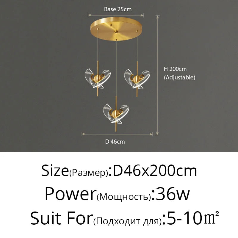 lustre moderne en cuivre pour décoration créative intérieur élégant