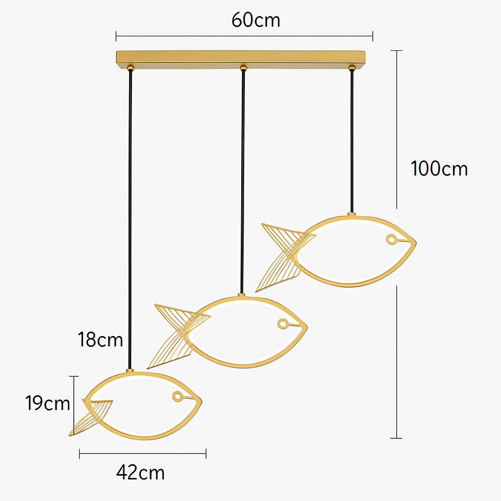 lustre moderne en fer forgé décoration poisson art nordique