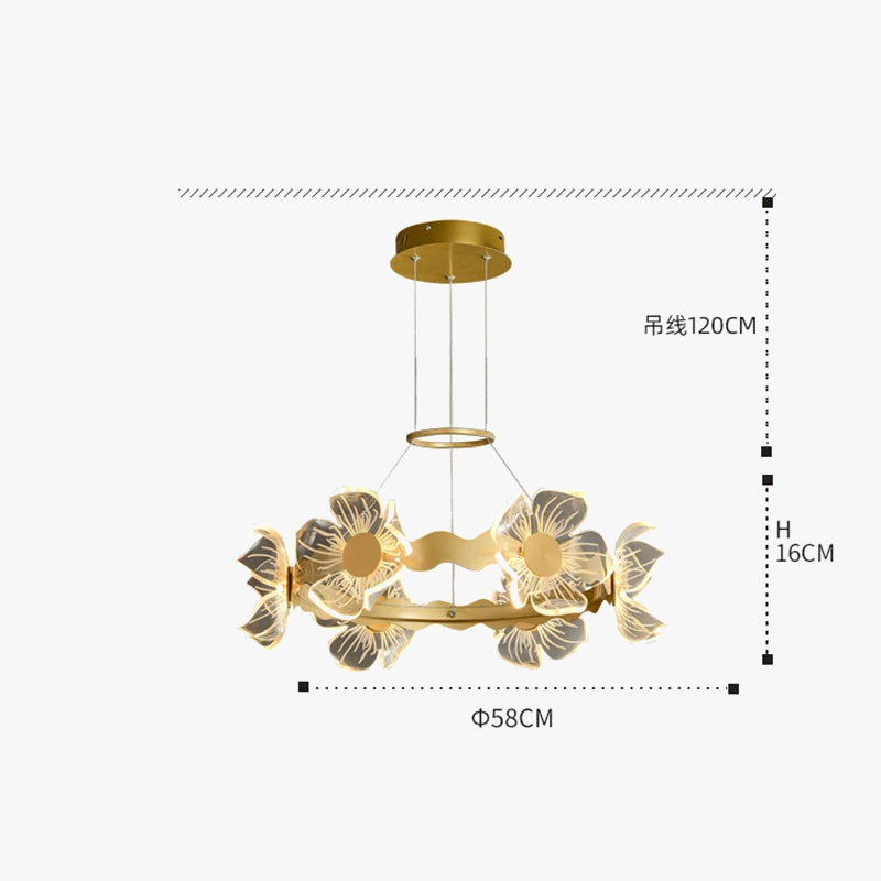 lustre moderne en forme de pétale avec éclairage led