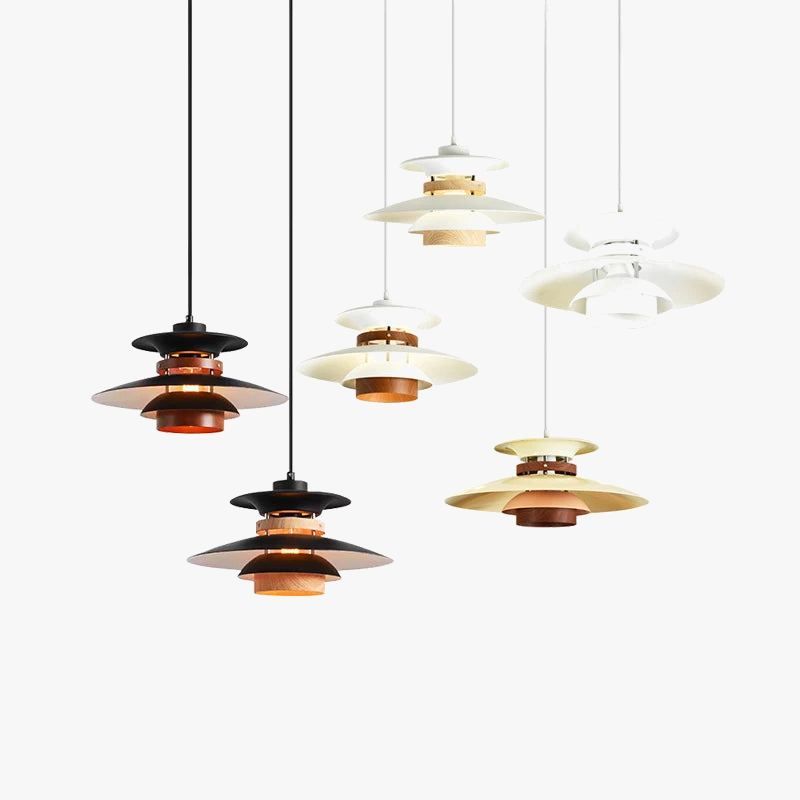lustre moderne en forme de parapluie avec lumière colorée