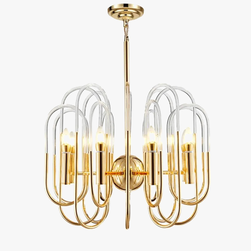 lustre moderne en métal doré et acrylique pour intérieur élégant