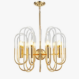 lustre moderne en métal doré et acrylique pour intérieur élégant