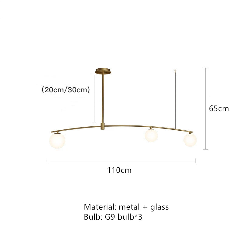 lustre moderne en métal et verre pour intérieur nordique