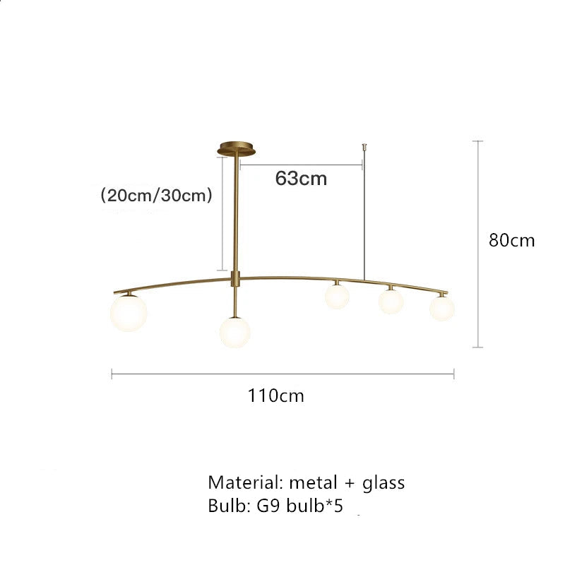 lustre moderne en métal et verre pour intérieur nordique