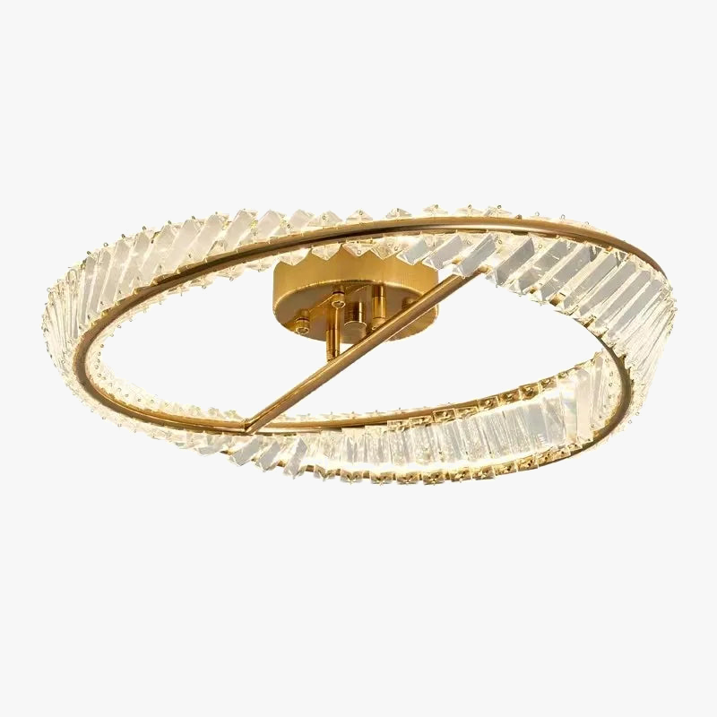 lustre moderne en or avec anneaux en cristal led