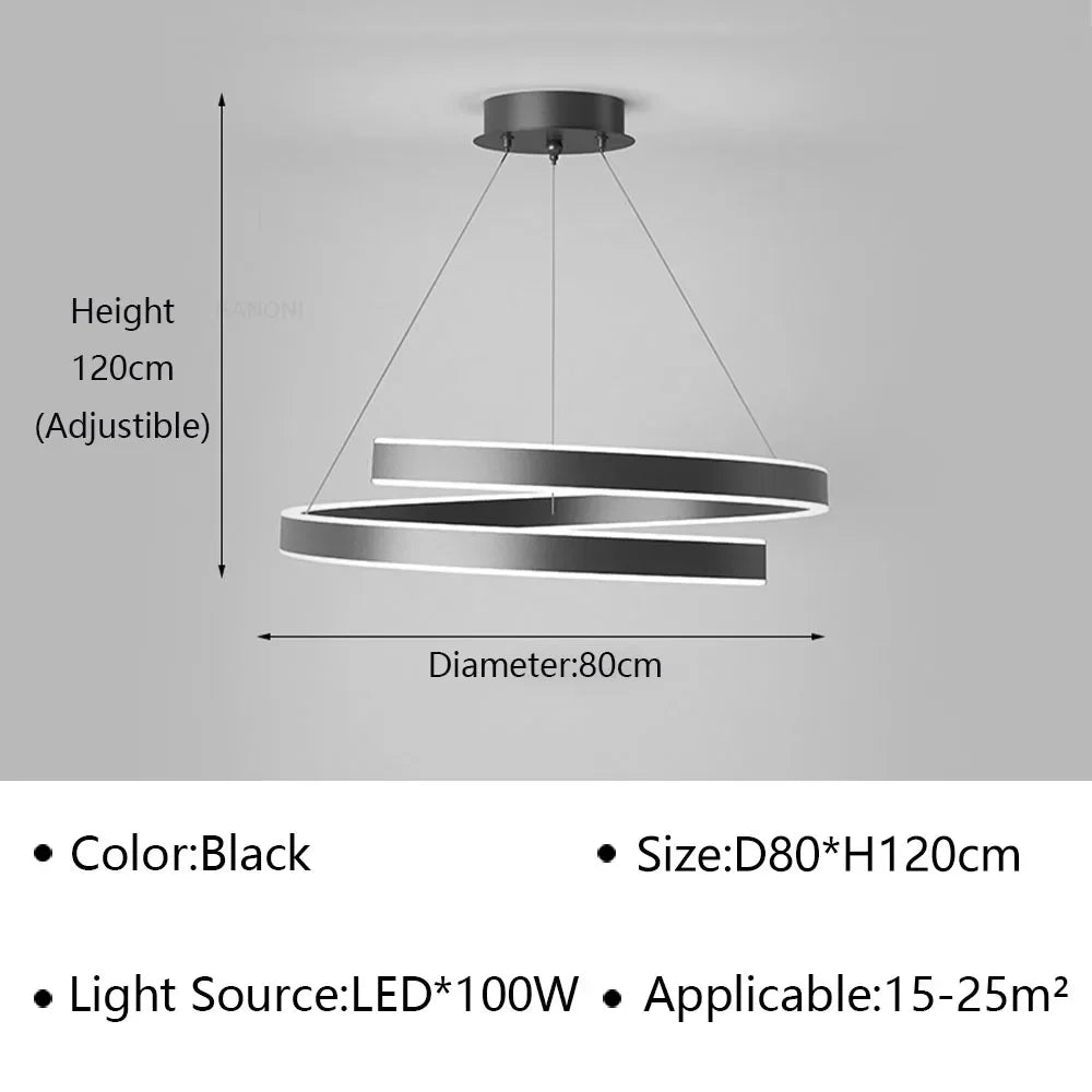 lustre moderne en spirale à LED pour décoration intérieure