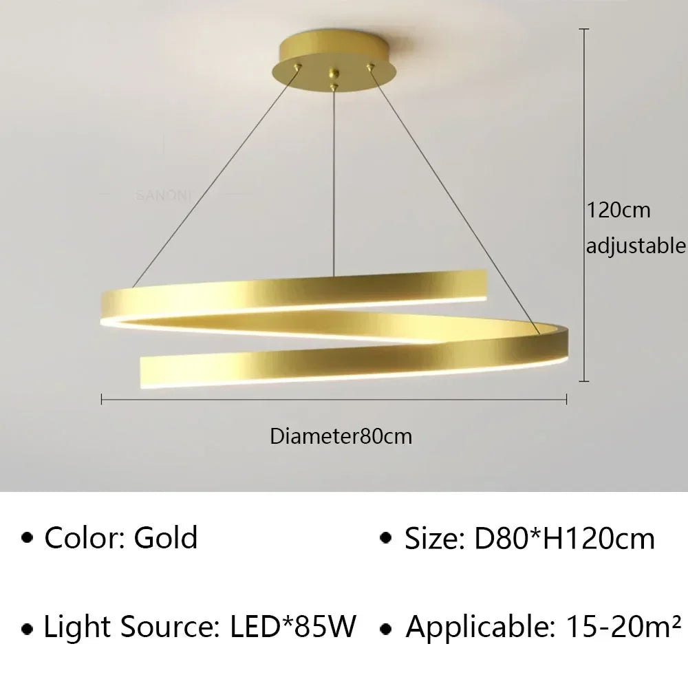 lustre moderne en spirale à LED pour décoration intérieure