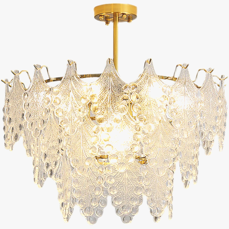 lustre moderne en verre 2023 feuilles gouttelette éclairage suspendu