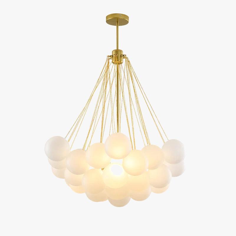 lustre moderne en verre avec boules led pour décoration