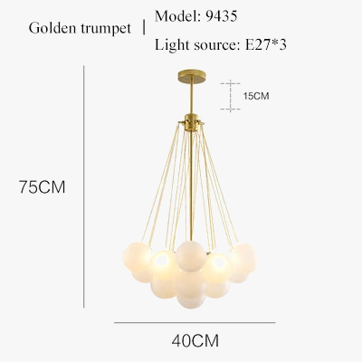lustre moderne en verre avec boules led pour décoration