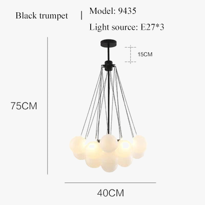 lustre moderne en verre avec boules led pour décoration