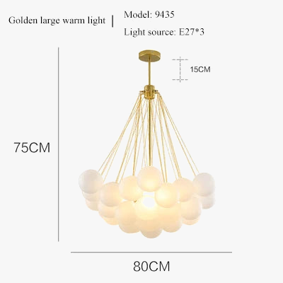 lustre moderne en verre avec boules led pour décoration