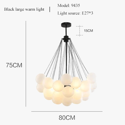 lustre moderne en verre avec boules led pour décoration