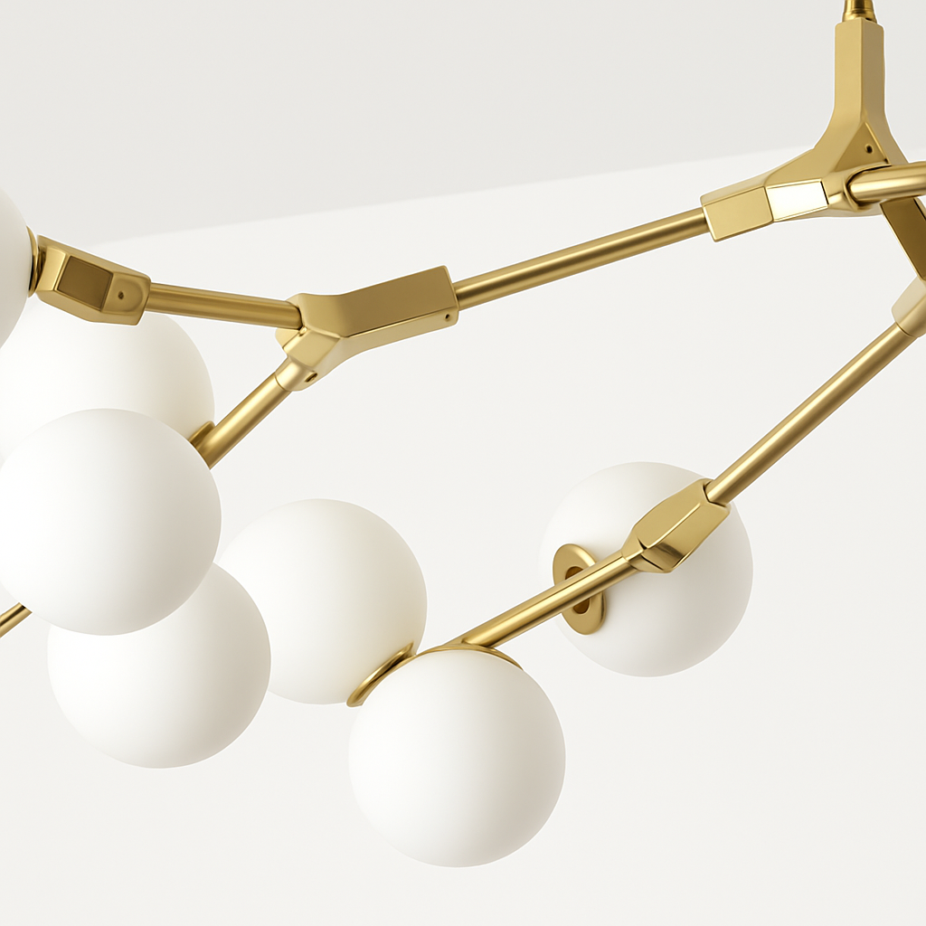 lustre moderne en verre avec branches led suspendues