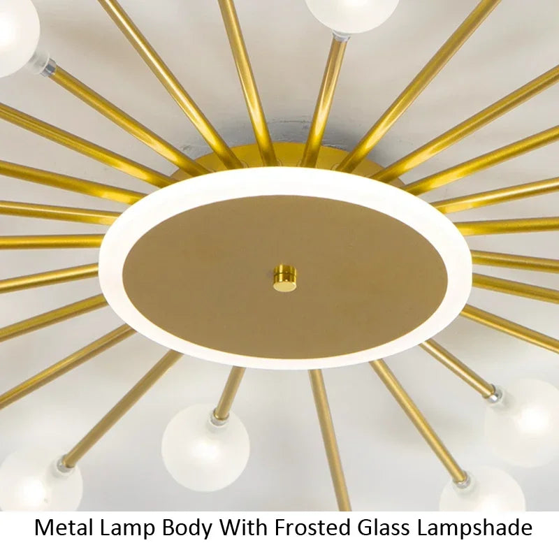 lustre moderne en verre avec éclairage led créatif intérieur