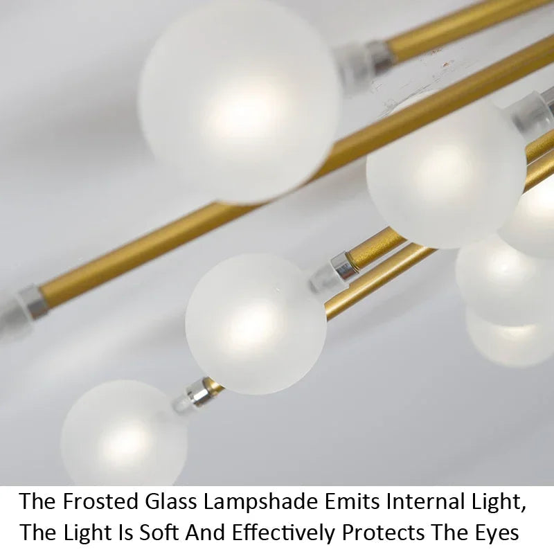 lustre moderne en verre avec éclairage led créatif intérieur