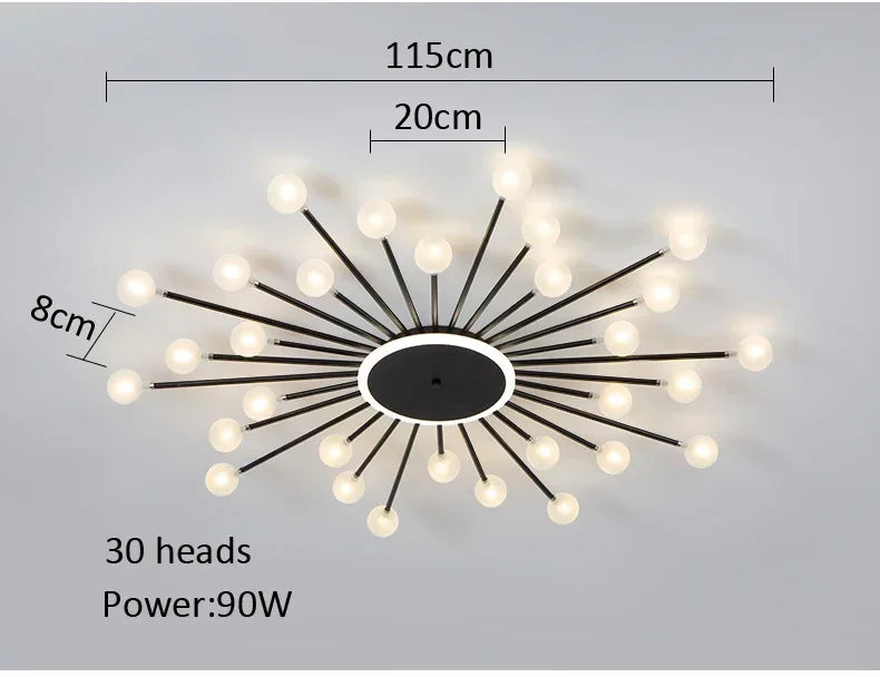 lustre moderne en verre avec éclairage led créatif intérieur