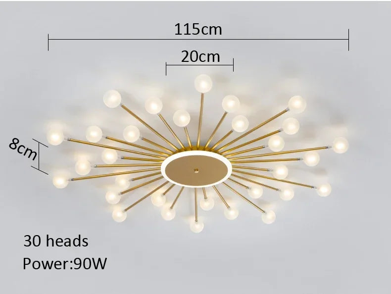 lustre moderne en verre avec éclairage led créatif intérieur