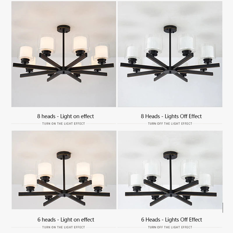 lustre moderne en verre avec éclairage led design luxe