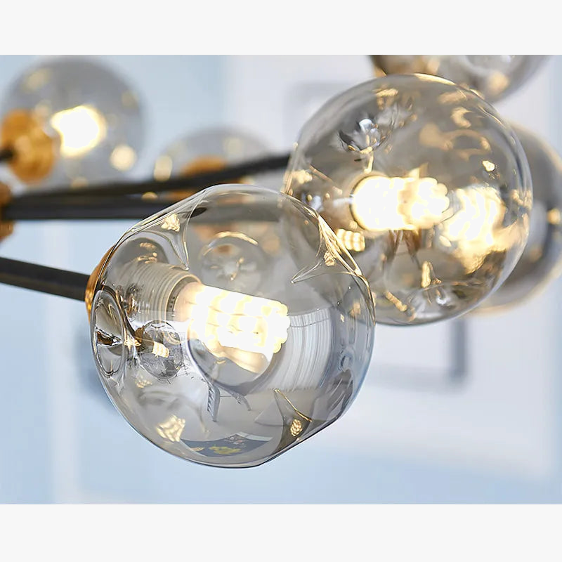lustre moderne en verre avec éclairage led élégant