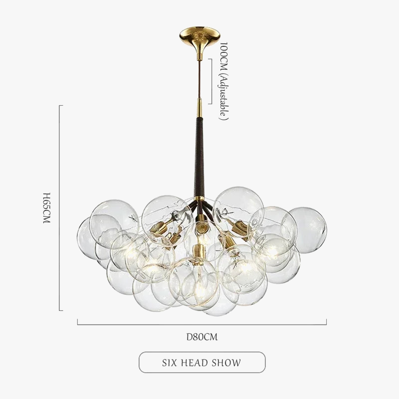lustre moderne en verre à bulles pour décoration intérieure