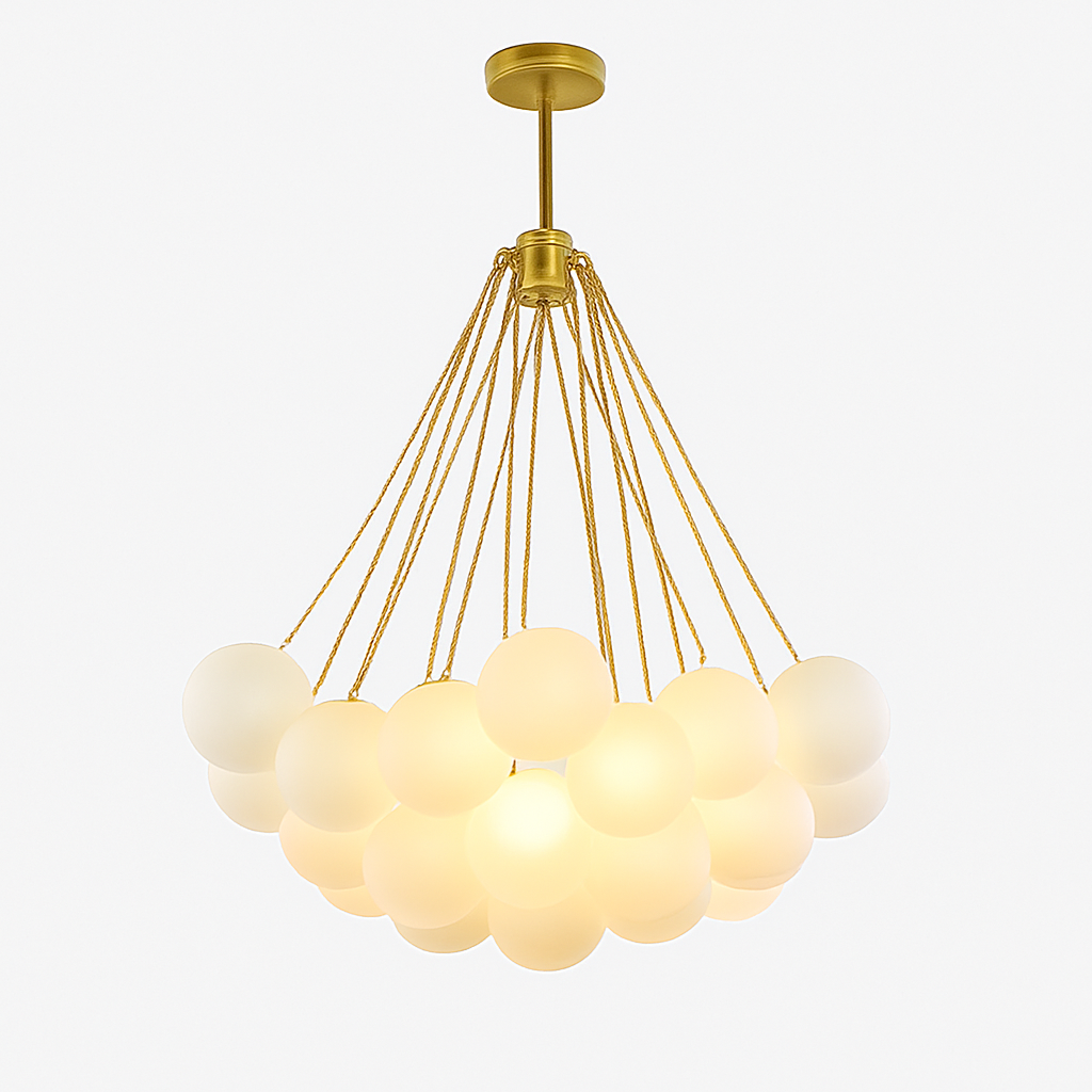 lustre moderne en verre dépoli avec suspension