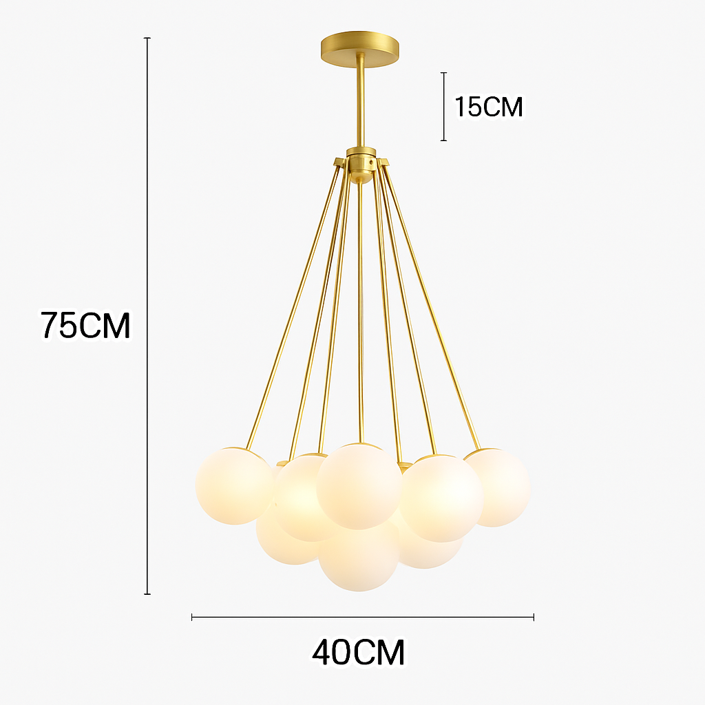 lustre moderne en verre dépoli avec suspension