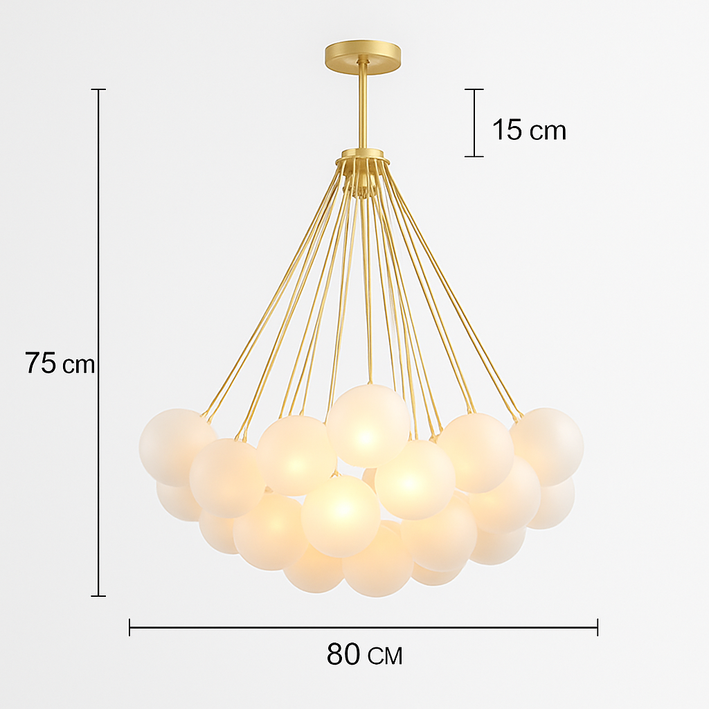 lustre moderne en verre dépoli avec suspension