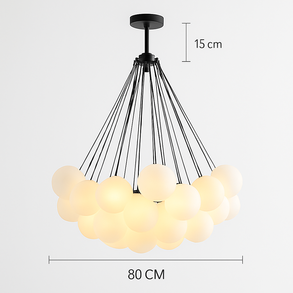 lustre moderne en verre dépoli avec suspension