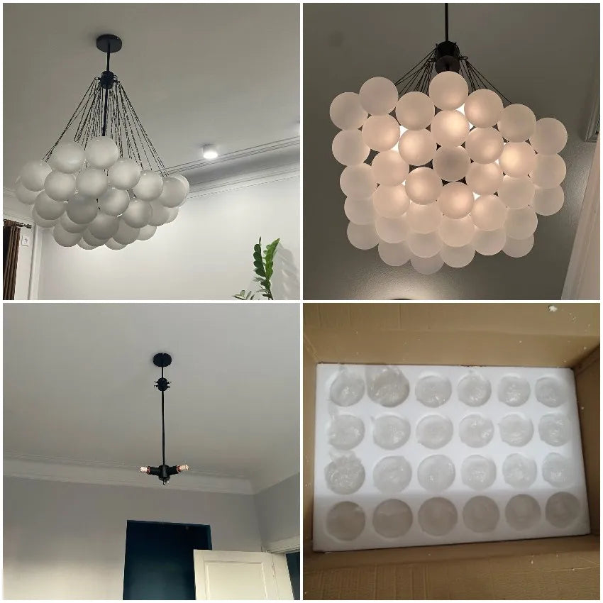 lustre moderne en verre dépoli pour décoration intérieure