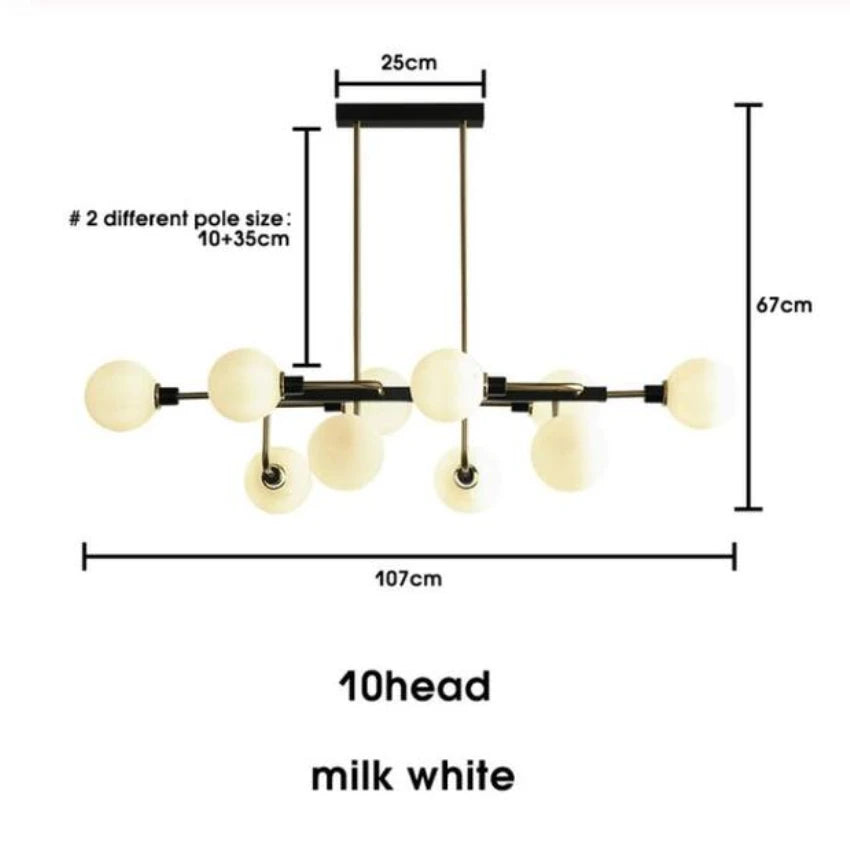 lustre moderne en verre design avec bulles LED décoratif