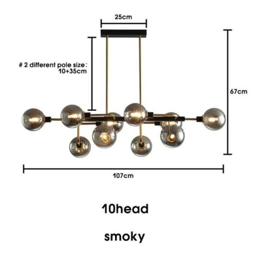 lustre moderne en verre design avec bulles LED décoratif