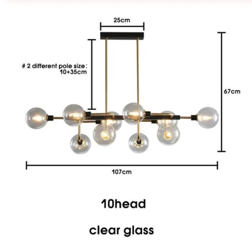 lustre moderne en verre design avec bulles LED décoratif