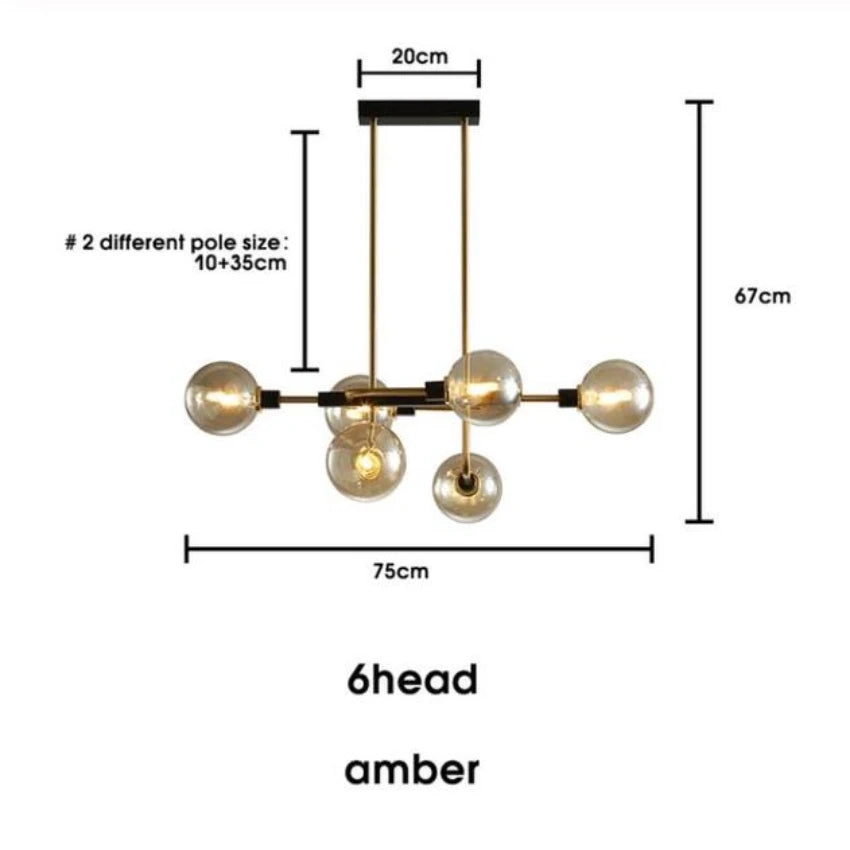lustre moderne en verre design avec bulles LED décoratif
