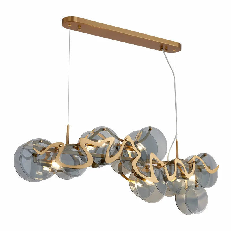 lustre moderne en verre doré pour décoration élégante