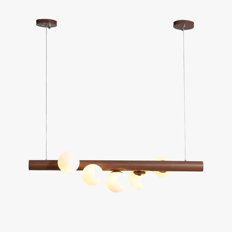 lustre moderne en verre et bois de noyer pour intérieur